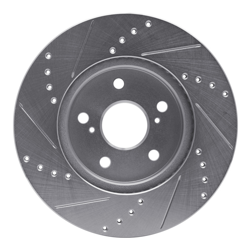 Lexus IS250 Brake Rotor (1) - Front Right - R1 Concepts - Drilled & Slotted - Silver - `02-`15